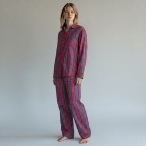 Victoria’s Secret Red Plaid Flannel Pajama Set | Christmas Sleepwear M | Eyemask